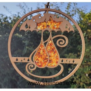 Fensterbild Suncatcher Bernstein - KATZEN Ø 11cm
